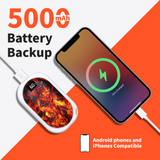 Rechargeable Hand Warmer 5000mAh with Charcoal Pattern,Portable Electric Hand Heater ,USB Battery Operated Handwarmer for Camping,Hiking,Hunting,Golf,Warm Tech Gifts(Black)(No delivery on weekends)