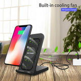 For Samsung Galaxy S10 Plus/e Fan Qi Wireless Charger Dock Fast Charging Stand black