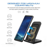 For Samsung Galaxy S10 Plus/e Fan Qi Wireless Charger Dock Fast Charging Stand black