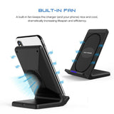 For Samsung Galaxy S10 Plus/e Fan Qi Wireless Charger Dock Fast Charging Stand black