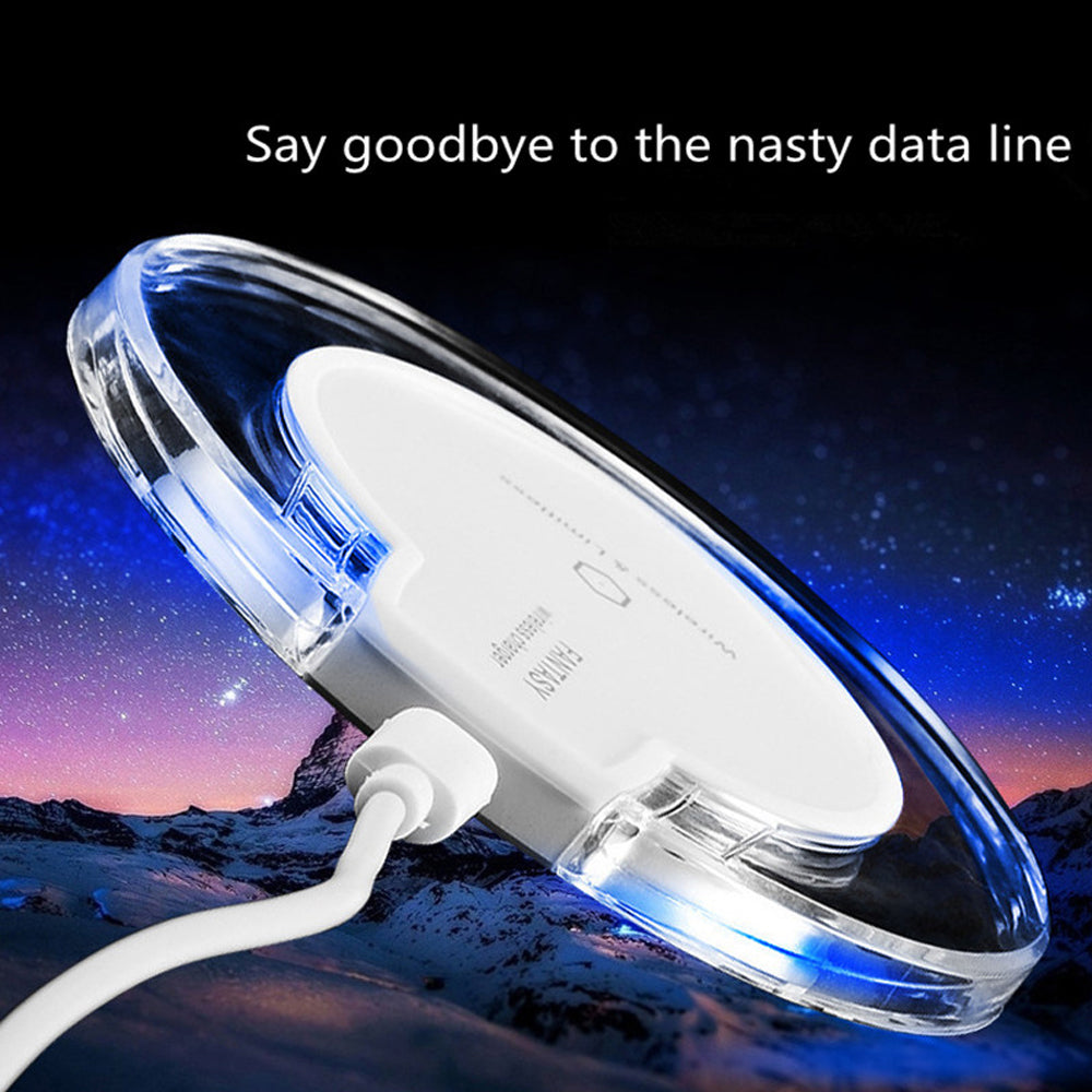 Wireless Charger Ultra-Thin Crystal Round Wireless Charging for Samsung Galaxy S9 Note Edge iPhone Xiaomi Huawei Mobile Phone Charger white