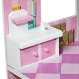 Large Children's Wooden Dollhouse Kid House Play Pink with Furniture **