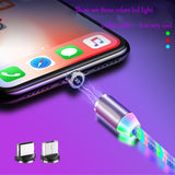 Data Line LED Magnetic Micro USB Cable Android Type-C IOS Fast Charging Cable for Mobile Phone green_Ios interface