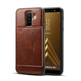 For Samsung A6 Plus 2018 Phone Holder Protective Cover with Card Pocket  red