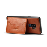 For Samsung S9 plus Retro PU Leather Wallet Card Holder Stand Non-slip Shockproof Cell Phone Case coffee