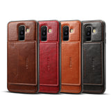 For Samsung A6 Plus 2018 Phone Holder Protective Cover with Card Pocket  red