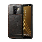 For Samsung A6 Plus 2018 Phone Holder Protective Cover with Card Pocket  red