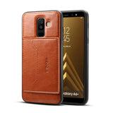 For Samsung A6 Plus 2018 Phone Holder Protective Cover with Card Pocket  red