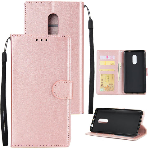 Ultra Slim PU Full Protective Cover Non-slip Shockproof Cell Phone Case with Card Slot for Xiaomi Redmi note 4 Rose gold