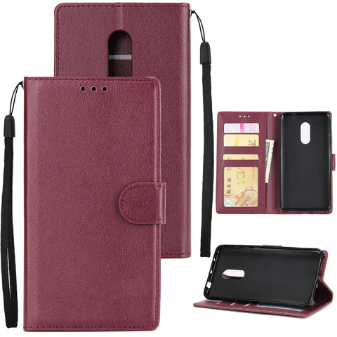 Ultra Slim PU Full Protective Cover Non-slip Shockproof Cell Phone Case with Card Slot for Xiaomi Redmi note 4 Red wine