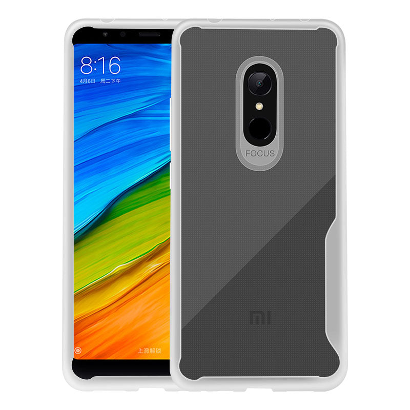 For Redmi 5 Ultra Slim Translucent Back Cover Non-slip Shockproof TPU Full Protective Case Transparent White