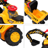 LEADZM Children's Excavator Toy Car Without Power   Two Plastic Artificial Stones, A Hat