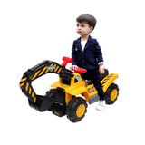 LEADZM Children's Excavator Toy Car Without Power   Two Plastic Artificial Stones, A Hat