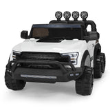 Electric 12V Battery White Kids Ride On Truck Car Pickup w/ RC LED MP3 6 Wheel
