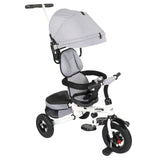 Kids Tricycle,Kids Folding Steer Stroller with Rotatable Seat, Adjustable Push Handle & Canopy, Safety Harness, Storage Bag