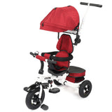 Kids Tricycle,Kids Folding Steer Stroller with Rotatable Seat, Adjustable Push Handle & Canopy, Safety Harness, Storage Bag