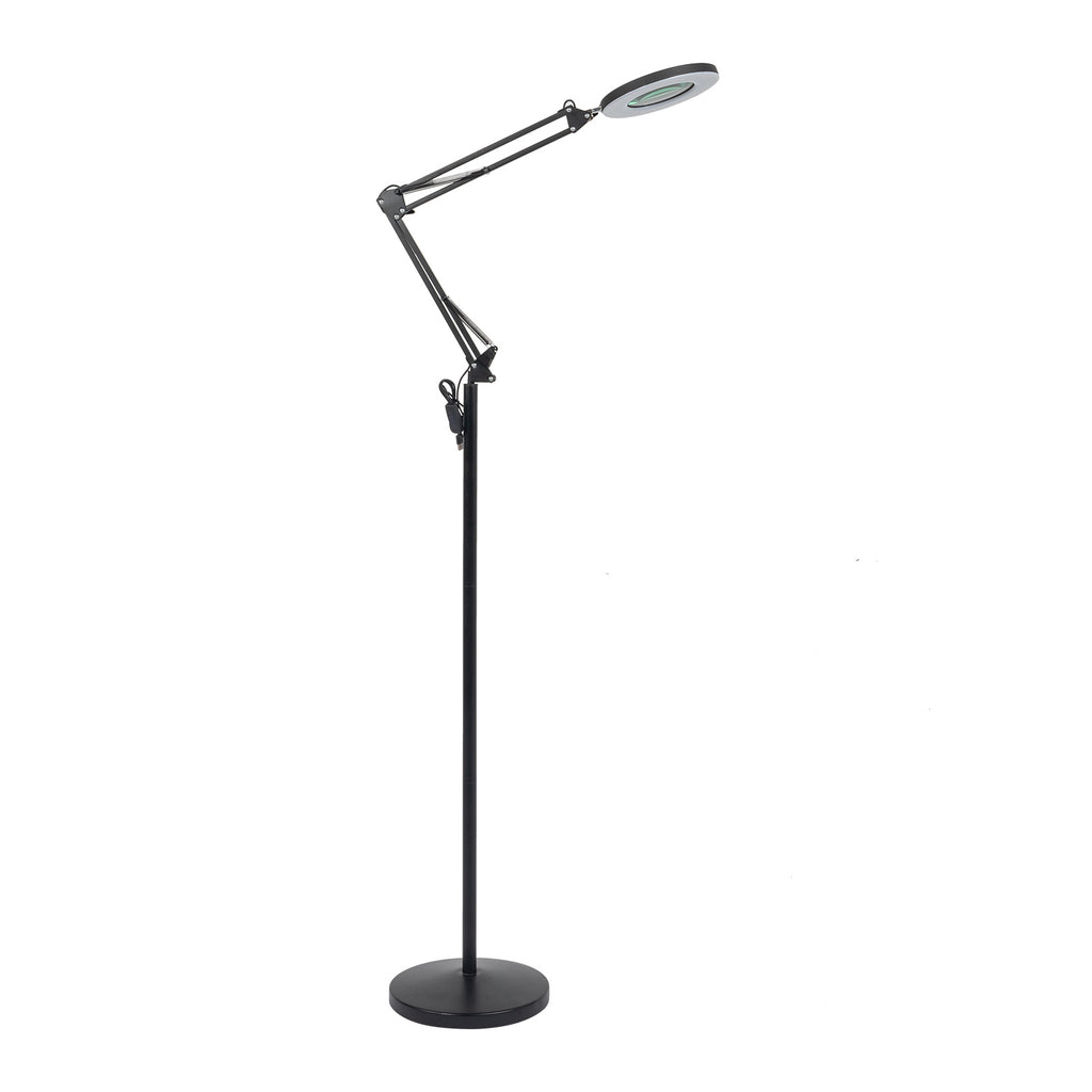 LED Magnifying Floor Lamp with Adjustable Stand and Swivel Arm for Facials & Lashes ,Reading, Crafts Black