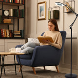 LED Magnifying Floor Lamp with Adjustable Stand and Swivel Arm for Facials & Lashes ,Reading, Crafts Black