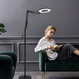 LED Magnifying Floor Lamp with Adjustable Stand and Swivel Arm for Facials & Lashes ,Reading, Crafts Black