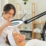 LED Magnifying Floor Lamp with Adjustable Stand and Swivel Arm for Facials & Lashes ,Reading, Crafts Black