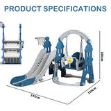 4 in 1 Toddler Slide and Swing Set Play Ground for Kids Climber Slide Baby Playset with Basketball Hoop