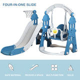 4 in 1 Toddler Slide and Swing Set Play Ground for Kids Climber Slide Baby Playset with Basketball Hoop