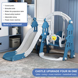 4 in 1 Toddler Slide and Swing Set Play Ground for Kids Climber Slide Baby Playset with Basketball Hoop