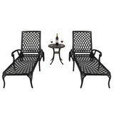 193*64.5*93cm Backrest Adjustable Courtyard Cast Aluminum Lying Bed Black