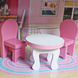 Large Children's Wooden Dollhouse Kid House Play Pink with Furniture **