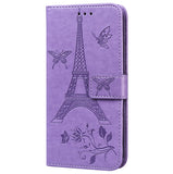 For iPhone12 iPhone12Pro 6.1 Inches Leather Case Flip Cover Card Slots Stand Bag purple