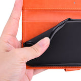 For iPhone12 iPhone12Pro 6.1 Inches Leather Case Flip Cover Card Slots Stand Bag Orange