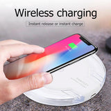 Wireless Charger Ultra-Thin Crystal Round Wireless Charging for Samsung Galaxy S9 Note Edge iPhone Xiaomi Huawei Mobile Phone Charger white