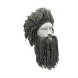 Funny Crazy Halloween Cosplay Men Knit Beard Horn Hat Ski Mask Cap Barbarian Vagabond Cool Beanie Winter Warm Unisex Hat black