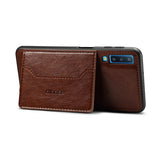 for Samsung A7 2018 Solid Color PU Phone Holder Phone Case red