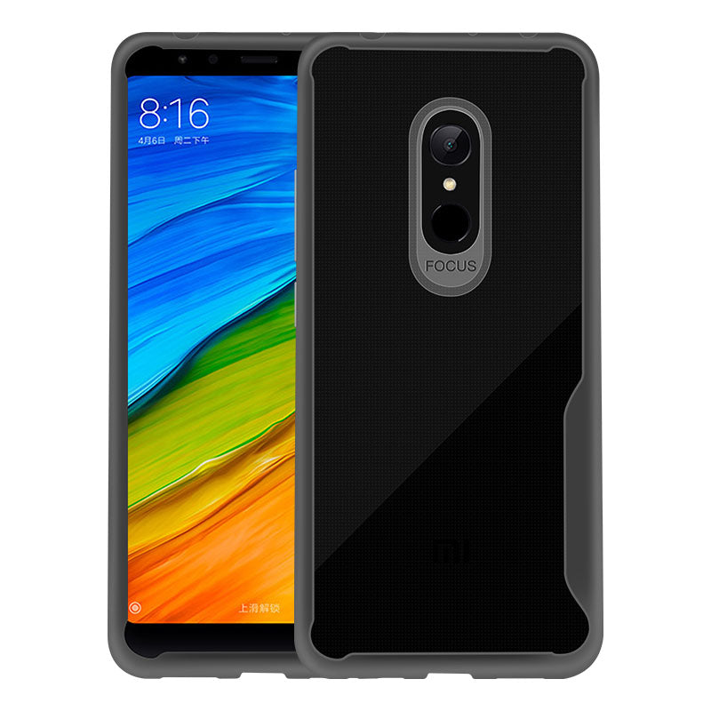 For Redmi 5 Ultra Slim Translucent Back Cover Non-slip Shockproof TPU Full Protective Case Transparent gray
