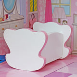 Large Children's Wooden Dollhouse Kid House Play Pink with Furniture **
