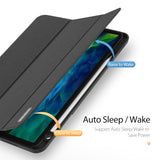 DUX DUCIS for iPad Pro 11  2020 Fall Resistant Leather Protective Case with Pen Holder Smart Stay Cover blue