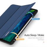 DUX DUCIS for iPad Pro 11  2020 Fall Resistant Leather Protective Case with Pen Holder Smart Stay Cover blue