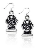 Tombstone with Skull Charm Earrings
