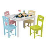 Children's Wooden Table And Chair Set Colorful (One Table With Four Chairs)