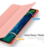 DUX DUCIS for iPad Pro 11  2020 Fall Resistant Leather Protective Case with Pen Holder Smart Stay Cover Pink