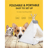 Game House Foldable White Dog Cat Tent with Sleeping Mat for Indoor Outdoor Pet Travel Supplies
