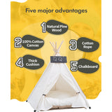 Game House Foldable White Dog Cat Tent with Sleeping Mat for Indoor Outdoor Pet Travel Supplies