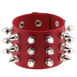Gothic Delicate Cuspidal Spikes Rivet Leather Bracelets Punk Bracelet for Women Men  red