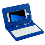 General Wired Keyboard Flip Holster Case for Andriod Mobile Phone 4.8-6.0"" blue