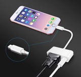 HD Projector Converter for iPhone5 5S 6 7  8 X iPad Pro Phone to VGA Cable white
