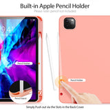 DUX DUCIS for iPad Pro 12.9 2020 Fall Resistant Smart Stay Cover Leather Protective Case with Pen Holder  Pink
