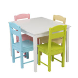 Children's Wooden Table And Chair Set Colorful (One Table With Four Chairs)