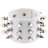 Gothic Delicate Cuspidal Spikes Rivet Leather Bracelets Punk Bracelet for Women Men  white