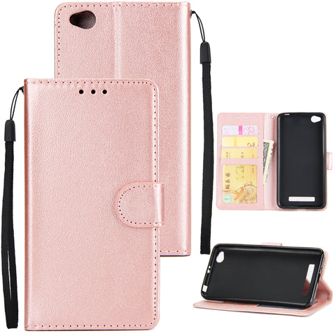 Ultra Slim Shockproof Full Protective Case with Card Wallet Slot for Xiaomi Redmi 4A Rose gold